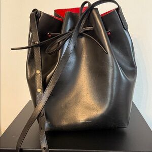 Mansur Gavriel Black Leather Drawstring Bag